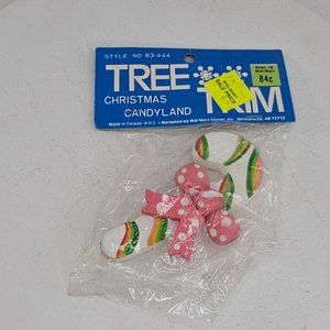 Vintage Tree Trim Christmas Candyland Ornament Candy Cane New Old Stock